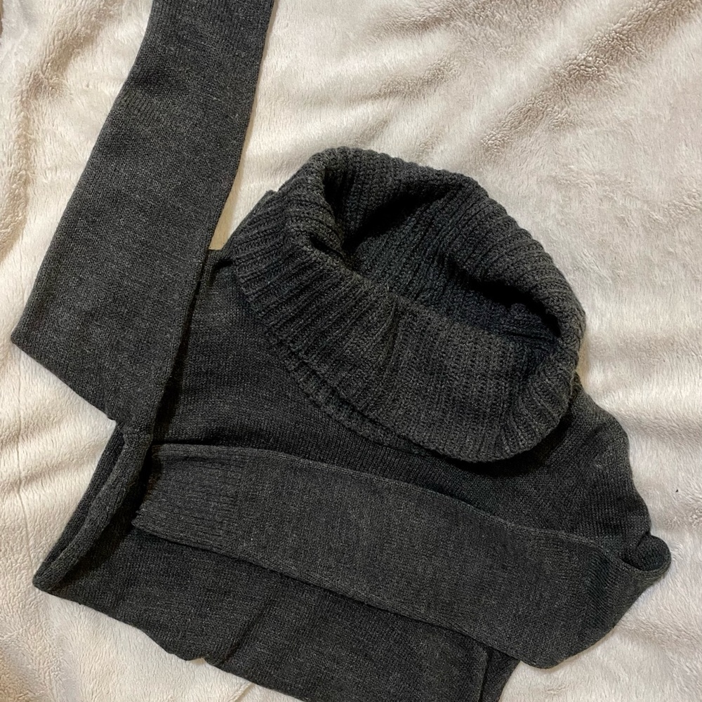 H&M Charcoal Cowl Neck, Cozy Knit Sweater Dress — Size Medium